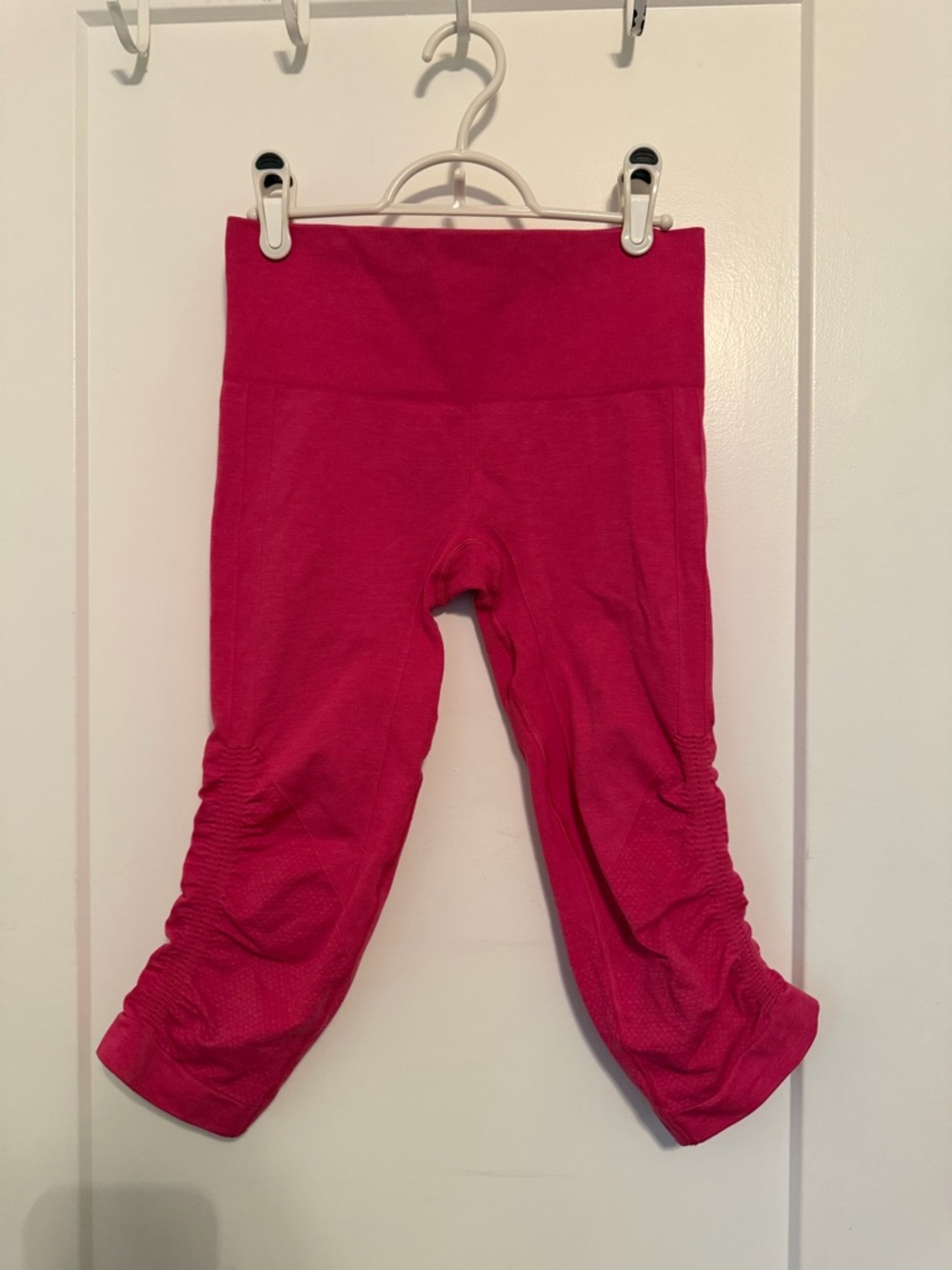 lululemon athletica Bright Pink Compression Capri Leggings with Ruched Sides